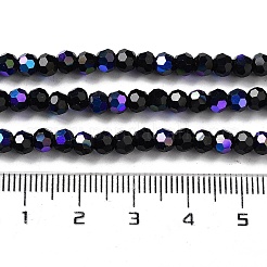 オペークガラスビーズ連売り  ファセット（32ファセット）  ラウンド  ブラック  4mm  穴：0.8mm  約87~93個/連  32~33cm&nbsp;EGLA-A035-P4mm-L18