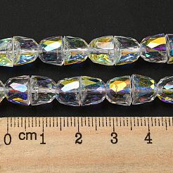 ガラス模造オーストリアクリスタルビーズ  多面カット  半楕円形  クリアAB  8.5x6.5mm  穴：1mm  約54個/連  15.75''（40センチメートル）&nbsp;GLAA-F108-04-1