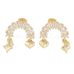 Brass Pave Clear Cubic Zirconia Stud Earrings for Women&nbsp;EJEW-S225-10G-02