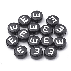 不透明なアクリルビーズ  水平穴  アルファベットスタイル  フラットラウンド  文字.e  7x4mm  穴：1.5mm  約370個/50g&nbsp;X-SACR-N002-02E
