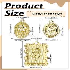 12Pcs 3 Styles Baroco Style Alloy Pendants&nbsp;FIND-LP0005-87A
