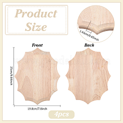 未仕上げのゴムの木板4枚  オーバル  250x198x16.5mm&nbsp;WOOD-FG0001-66A