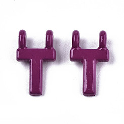 スプレー塗装合金2ループリンクペンダント  カドミウムフリー＆鉛フリー  文字L  文字.t  13.5x8x1.5mm  穴：2mm&nbsp;LS-X-PALLOY-T075-48T-RS