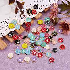 120Pcs 12 Colors Golden Plated Alloy Charms&nbsp;ENAM-SZ0001-64X