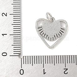Brass Pave Natural White Shell Heart Charms with Jump Rings&nbsp;KK-S522-08A-P
