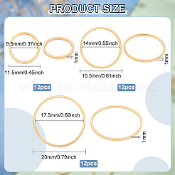 201ステンレススチールリンクリング36スタイル3個  丸いリング  ゴールドカラー  11.5~20x1mm  内径：9.5~17.5mm  12個/スタイル&nbsp;STAS-BC0003-60