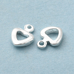 真鍮製チャーム  カドミウムフリー＆鉛フリー  ハートチャーム  925銀メッキ  7.5x5.5x1.5mm  穴：1mm&nbsp;KK-H442-10S