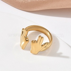 304 Stainless Steel Cuff Open Rings for Women&nbsp;RJEW-F208-03G-04