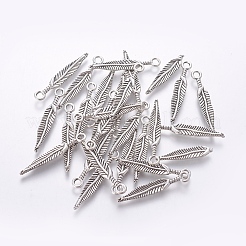 合金のチベット風チャーム  鉛フリー及びカドミウムフリー  羽  アンティークシルバー  29x5mm  穴：2mm&nbsp;LF0056Y