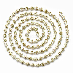 真鍮フラワーリンクチェーン  長持ちメッキ  溶接されていない  ライトゴールド  9x6x3mm&nbsp;CHC-N018-063