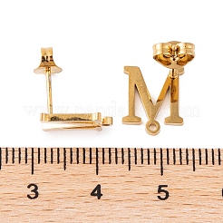 イオンプレーティング（IP）304ステンレススチールスタッドピアス  女性のための  文字m  11x10mm  穴：1mm  ピン：0.7mm&nbsp;FIND-Q103-01M-G