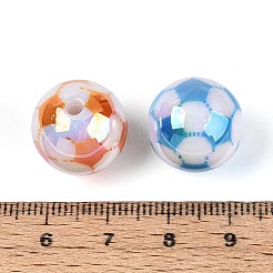 UVメッキ不透明アクリルビーズ  虹色の  サッカー  ミックスカラー  15.4x15mm  穴：2.6mm&nbsp;OACR-T028-68A