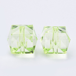 透明なアクリルビーズ  多面カット  キューブ  芝生の緑  8x8x7.5mm  穴：1.6mm  約1349個/390g&nbsp;LS-TACR-Q259-8mm-V32