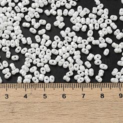 ガラスシードビーズ  ピーナッツ  ホワイト  3.5~4x2~2.5x2~2.3mm  穴：0.8mm  約8000個/ポンド&nbsp;SEED-K009-02A-10