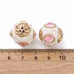 手作り樹脂インドネシアラウンドビーズ  合金パーツ  ラウンド  ピンク  19x16.5mm  穴：2mm&nbsp;IPDL-P005-25KCG-03