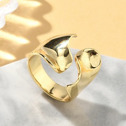 Brass Adjustable Open Cuff Rings for Women&nbsp;RJEW-A065-01G