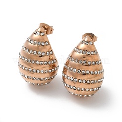 304 Stainless Steel Teardrop Stud Earrings&nbsp;EJEW-B108-06RG