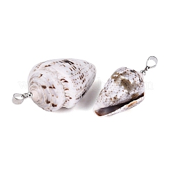 Brass & Natural Cone Shell Pendants&nbsp;SHEL-Q029-21P