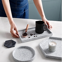 長方形の磁器フラットラウンドジュエリープレート  セラミックトレイティーホルダー  リング用  ネックレスとイヤリングの収納  ライトスチールブルー  285x165x24.5mm  内径：265x143mm&nbsp;DJEW-I015-02