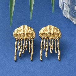304ステンレススチールスタッドピアス  18KGP本金メッキ  クラゲ  32.5x20mm&nbsp;EJEW-Z081-02G-01