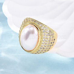 Brass Micro Pave Clear Cubic Zirconia Cuff Rings for Women&nbsp;RJEW-Q009-03G