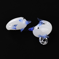 手作りランプワークペンダント  イルカのチャーム  ブルー  27~30x23~25mm  穴：3~4mm&nbsp;LAMP-A002-C01
