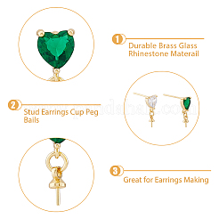 12Pcs 2 Colors Brass Glass Rhinestone Stud Earrings Findings&nbsp;KK-DC0003-24