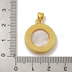 Rack Plating Brass Micro Pave Clear Cubic Zirconia Flat Round Pendants&nbsp;LS-KK-U025-10G-09
