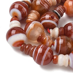 Natural Banded Agate 3-Hole Guru Beads Strands&nbsp;G-H064-E08-02B