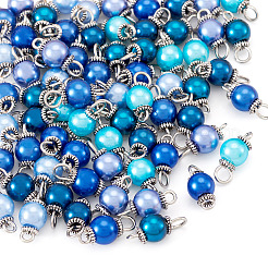 70Pcs 7 Colors Glass Pearl Round Connector Charms&nbsp;PALLOY-TA00265