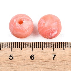 不透明アクリル天然石風ビーズ  ラウンド  ツートン  ライトコーラル  11.5~12x11~12mm  穴：2.5mm  約526個/500g&nbsp;OACR-G064-15A-01