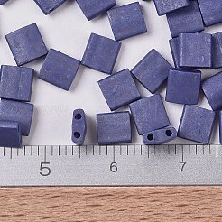MIYUKIティラビーズ  日本製シードビーズ  2穴  （TL2075)つや消し不透明コバルト光沢  5x5x1.9mm  穴：0.8mm  約118個/10g&nbsp;X-SEED-J020-TL2075