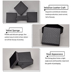 厚紙のジュエリーボックス  ペンダント＆イヤリング＆リング  内部のスポンジ  正方形  ブラック  7.5x7.5x3.5cm&nbsp;CBOX-N012-25B