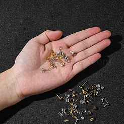 キットを作るDIYイヤリング  丸いabsプラスチック模造真珠ビーズを含む  鉄のパーツとイヤーナットと折り畳み式のカシメエンドパーツと開いた丸カン  弾性水晶の線  ミックスカラー  ビーズ：400個/セット&nbsp;DIY-YW0003-16