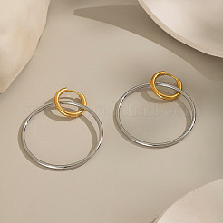Stainless Steel Two Tone Ring Hoop Earrings&nbsp;DV3825