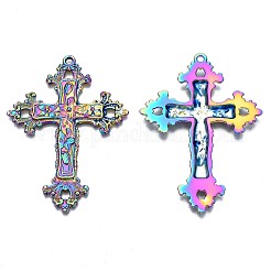 レインボーカラーアロイビッグペンダント  カドミウムフリー＆ニッケルフリー＆鉛フリー  クロス  74x53x4mm  穴：2.5mm&nbsp;PALLOY-N156-174-NR
