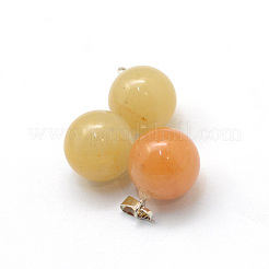ラウンド天然トパーズヒスイの​​ペンダント  プラチナトーンの真鍮パーツ  17~19x13~14mm  穴：2x7mm&nbsp;X-G-Q434-07