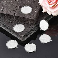 Tibetan Style Alloy Flat Round Pendant Cabochon Settings&nbsp;TIBEP-Q045-068G-AS-RS