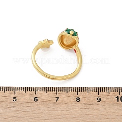 Fruit Theme Brass Enamel Open Cuff Rings for Women&nbsp;RJEW-U057-02G