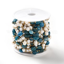 Natural Pearl & Apatite Beaded Chains&nbsp;CHS-B002-01G-08