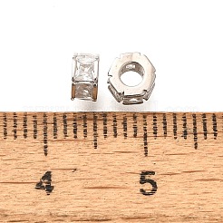 925 Sterling Silver Micro Pave Clear Cubic Zirconia Beads&nbsp;STER-B006-03P