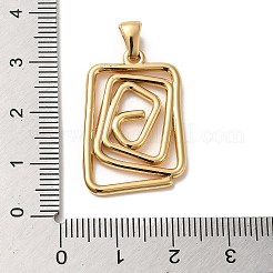 金メッキ304ステンレススチールペンダント  ワイヤー巻きチャーム  長方形  29x19x2mm  穴：6x3mm&nbsp;STAS-L272-004G-01