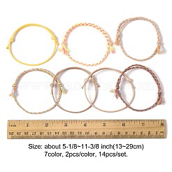 男性と女性のための14個7色のコットンコードブレスレットセット  ミックスカラー  5-1/8~11-3/8インチ（13~29cm）  2個/カラー&nbsp;BJEW-FS00025-03