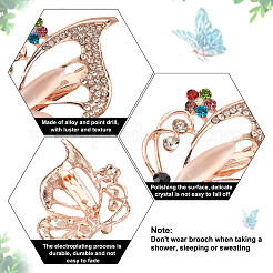 6Pcs 6 Style Animal Insect Crystal Pins Set for Girl Women&nbsp;JEWB-PJ0001-01