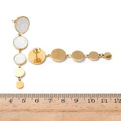 304ステンレススチールアクリルフラットラウンドダングルスタッドピアス  ゴールドカラー  67x14mm&nbsp;EJEW-F392-02G