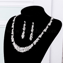 Flower Alloy Crystal Rhinestone Link Necklaces & Stud Dangle Earring Sets for Women&nbsp;FS-WG2AC0B-01