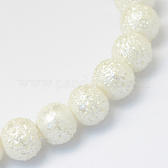 Baking Paint Textured Glass Pearl Round Bead Strands&nbsp;HY-Q002-8mm-01