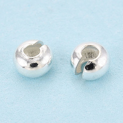 スターリングシルバーのクリンプビーズカバー925個。  銀  3.7x2.3mm  穴：1.2~1.4mm&nbsp;STER-T008-37S-03