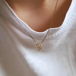 スターリングシルバーマイクロパヴェクリアキュービックジルコニアクラウンペンダントネックレス（女性用）925個  14KGP本金メッキ  17.72インチ（45cm）&nbsp;FS-WG2E0A9-01