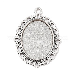 Tibetan Style Oval Alloy Pendant Cabochon Settings&nbsp;TIBEP-Q054-44AS-A